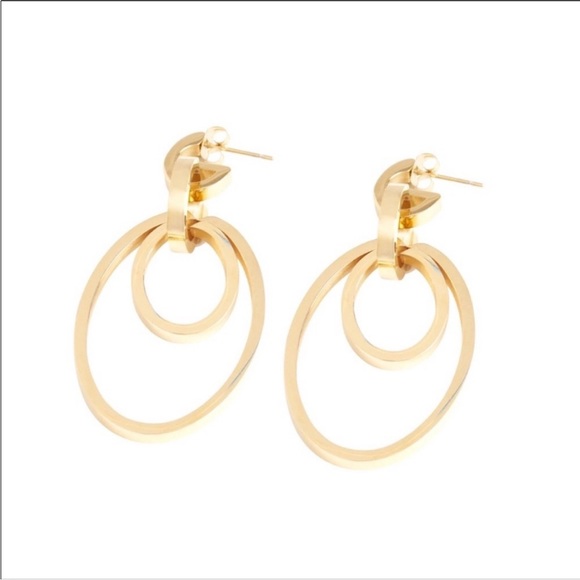 Vita Fede Cassio Hoop Earrings Gold Stainless Steel Interlocking Interchangeable - Picture 9 of 11